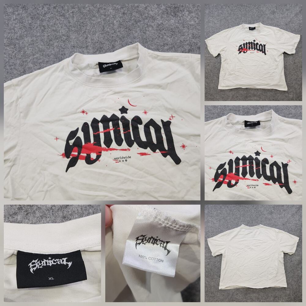 Synical‎ Global T Shirt Mens XL White Worldwide Graphic Streetwear Logo Tee